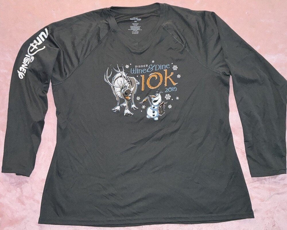 RunDisney Wine and Dine 10k 2019 Adult Shirt sz 2XL Gray Frozen Olaf Sven VGC